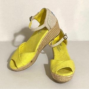 Toms Yellow Harper Wedge Espadrilles